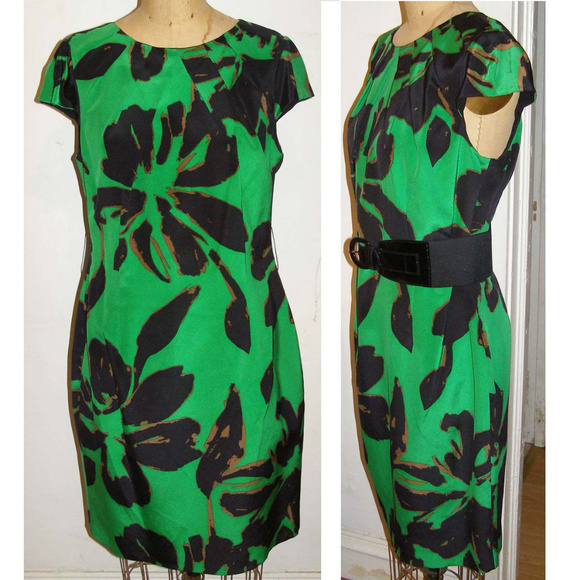 NWT gorgeous green floral print Chetta B dress 12 - Picture 3 of 8